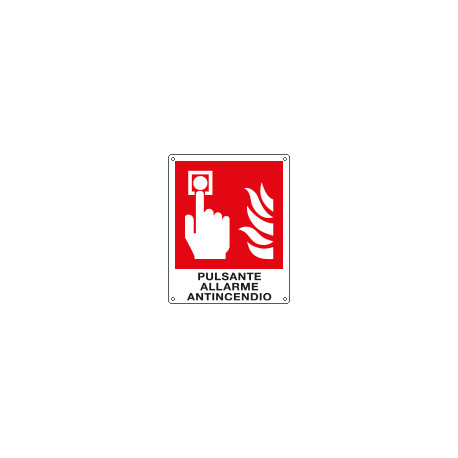 Cartello antincendio pulsante allarme antinc. simbolo+testo EN ISO 7010