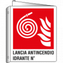 Cartello bifacciale simbolo lancia antincendio idrante