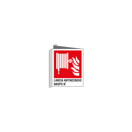 Cartello bifacciale sicurezza lancia antincendio naspo EN ISO 7010