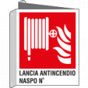 Cartello bifacciale sicurezza lancia antincendio naspo EN ISO 7010