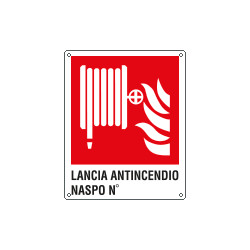 Cartello lancia antincendio naspo N. EN ISO 7010