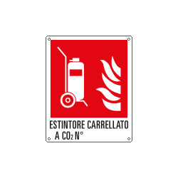 Cartello antincendio estintore carrellato a CO2 n. EN ISO 7010 F009