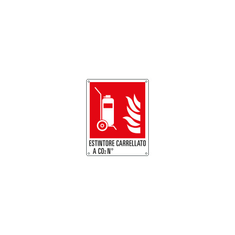 Cartello antincendio estintore carrellato a CO2 n. EN ISO 7010 F009