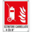 Cartello antincendio estintore carrellato a CO2 n. EN ISO 7010 F009