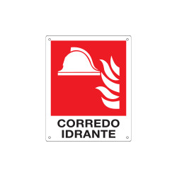 Cartello antincendio "CORREDO IDRANTE" UNI ISO 7010