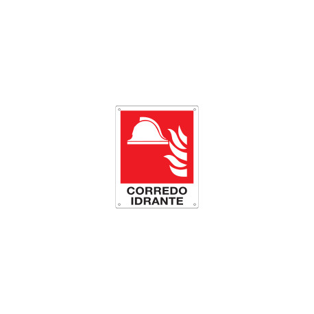 Cartello antincendio "CORREDO IDRANTE" UNI ISO 7010