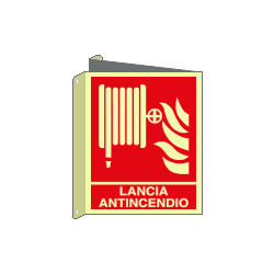 Cartello bifacciale DIN PLUS lancia antincendio