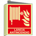 Cartello bifacciale DIN PLUS lancia antincendio