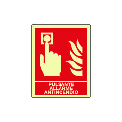 Cartello luminescente pulsante allarme antincendio EN ISO 7010