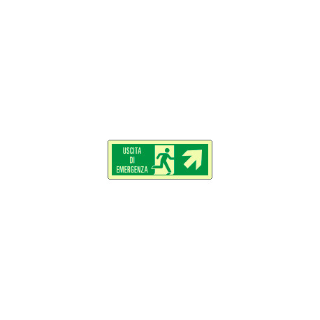 Cartello luminescente DIN uscita di emerg. freccia dx alto EN ISO 7010