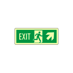 Cartello luminescente DIN Exit freccia dx alto EN ISO 7010