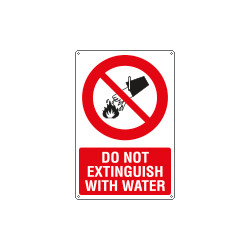 Sign prohibition DO NOT EXTINGUISH WITH WATER