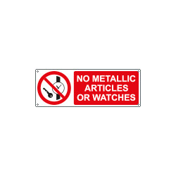 Sign prohibition NO METALLIC ARTICLES EN ISO 7010 P008
