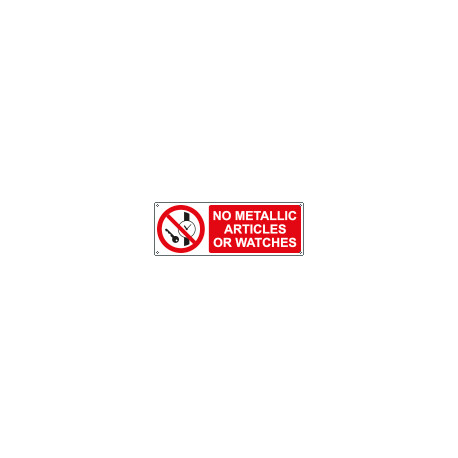 Sign prohibition NO METALLIC ARTICLES EN ISO 7010 P008