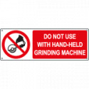 Sign prohibition DO NOT USE WITH HAND HELD. . EN ISO 7010 P034