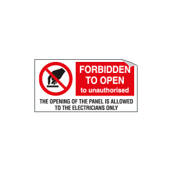 Sheet n. 1 label FORBIDDEN TO OPEN EN ISO 7010