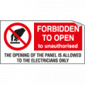 Sheet n. 1 label FORBIDDEN TO OPEN EN ISO 7010