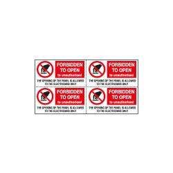 Sheet n. 4 label FORBIDDEN TO OPEN EN ISO 7010