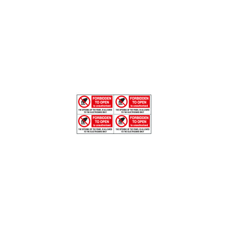 Sheet n. 4 label FORBIDDEN TO OPEN EN ISO 7010