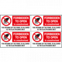 Sheet n. 4 label FORBIDDEN TO OPEN EN ISO 7010