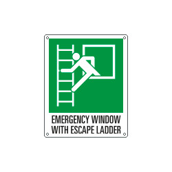 Sign emergency EMERGENCY WINDOW WITH ESCAPE LADDER EN ISO 7010 E016