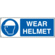 Sign hazard WEAR HELMET EN ISO 7010 M014