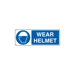 Sign hazard WEAR HELMET EN ISO 7010 M014