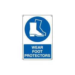 Sign hazard WEAR FOOT PROTECTORS EN ISO 7010 M008