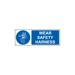 Sign hazard WEAR SAFETY HARNESS EN ISO 7010 M018