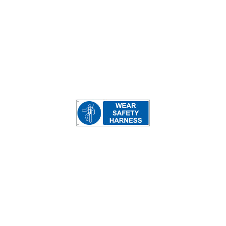 Sign hazard WEAR SAFETY HARNESS EN ISO 7010 M018