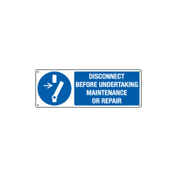 Sign hazard DISCONNECT BEFORE UNDER MAINTENANCE EN ISO 7010 M021
