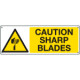 Sign hazard self-adhesive CAUTION SHARP BLADES . . . EN ISO 7010