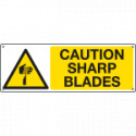 Sign hazard self-adhesive CAUTION SHARP BLADES . . . EN ISO 7010
