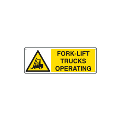 Sign hazard FORK-LIFT TRUCKS OPERATING EN ISO 7010 W014