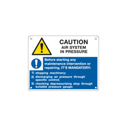 Sign warning CAUTION AIR SYSTEM EN ISO 7010 EN ISO 7010 W001 M001