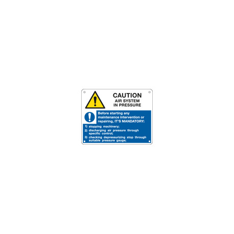 Sign warning CAUTION AIR SYSTEM EN ISO 7010 EN ISO 7010 W001 M001