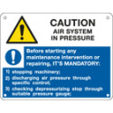 Sign warning CAUTION AIR SYSTEM EN ISO 7010 EN ISO 7010 W001 M001