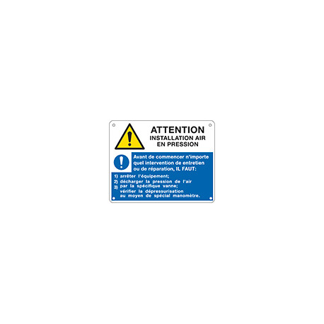 Sign ATTENTION INSTALLATION AIR EN PRESSION EN ISO 7010