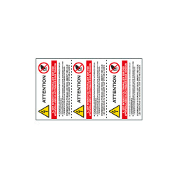 Sheet n. 3 label ATTENTION IL EST INTERDIT DE TRAVAILLER. . EN ISO 7010