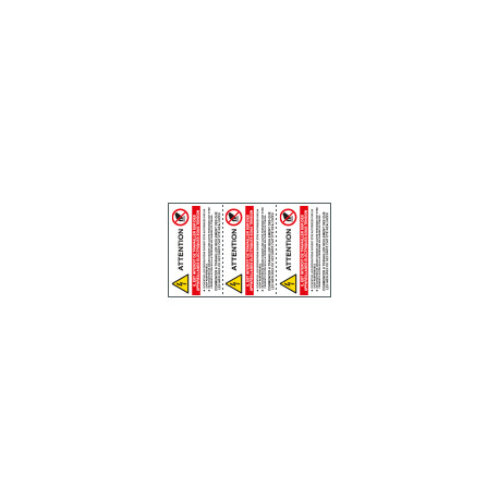 Sheet n. 3 label ATTENTION IL EST INTERDIT DE TRAVAILLER. . EN ISO 7010