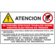 Sign warning"ATENCION SE PROHIBE EFECTUAR TRABAJOS SOBRE. . "EN ISO 7010