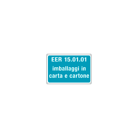 Cartello alluminio rifiuti speciali EER 15. 01. 01