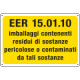 Cartello alluminio rifiuti pericolosi EER 15. 01. 10