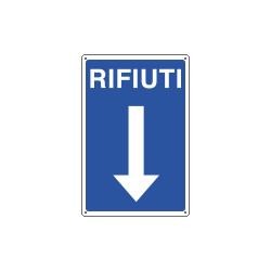 Cartello informazione RIFIUTI freccia in basso