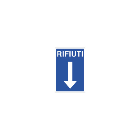 Cartello informazione RIFIUTI freccia in basso