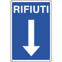 Cartello informazione RIFIUTI freccia in basso