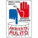 Cartello obbligo imballaggi rifiuti nel