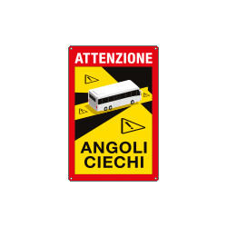 Cartello angoli ciechi per autobus in italiano