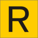 Cartello alluminio fondo giallo lettera R nera