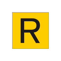 Cartello alluminio fondo giallo lettera R nera